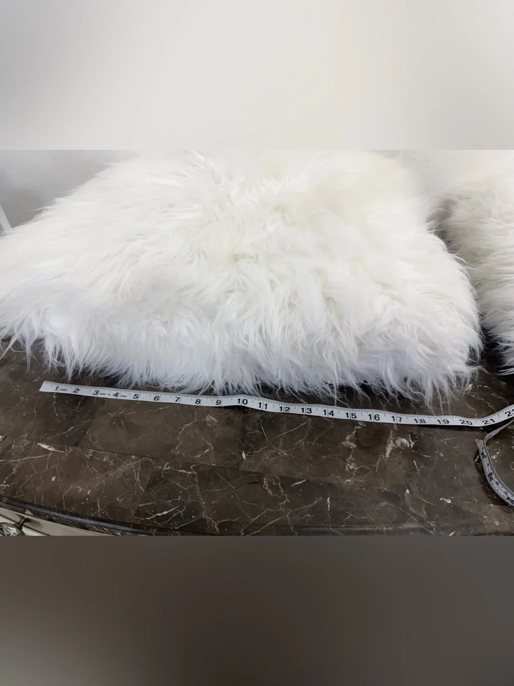 White Faux Fur Accent Pillows (Set of 2)